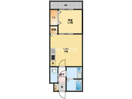 RAFFINATO KUYAMA(1LDK/3階)の間取り写真