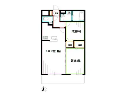 オーバスホームズ武蔵小金井(2LDK/3階)の間取り写真