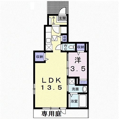 ローズコート(1LDK/1階)の間取り写真