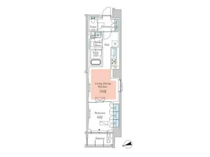 パークアクシス元麻布(1LDK/1階)の間取り写真