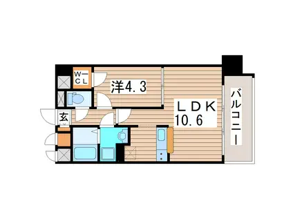 フェリーチェ薬師堂(1LDK/6階)の間取り写真