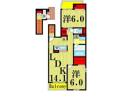 BLESS 西新井B棟(2LDK/2階)の間取り写真