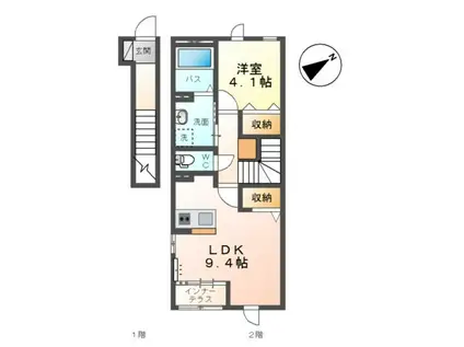 ルポゼ K.K(1LDK/2階)の間取り写真