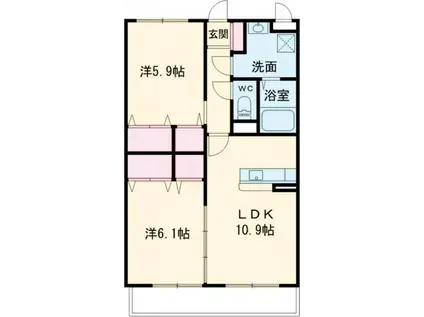 ロイヤルレジデンスK2(2LDK/5階)の間取り写真