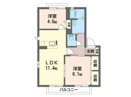 エトワールA(2LDK/2階)の間取り写真