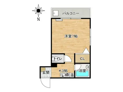ハイツ本町1号館(1K/3階)の間取り写真