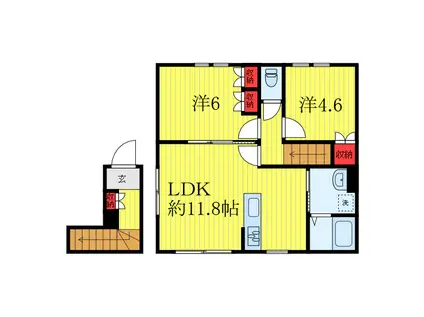 アリヴィオ(2LDK/1階)の間取り写真