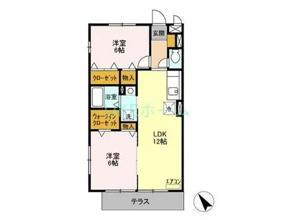 ベイクレール(2LDK/1階)の間取り写真