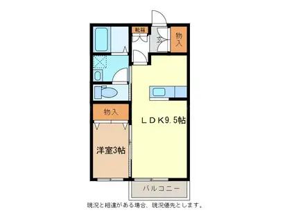 サンビレッジ北尾張部 B棟(1LDK/1階)の間取り写真