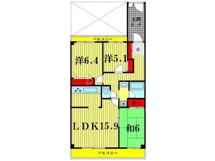 JKハイム(3LDK/7階)の間取り写真