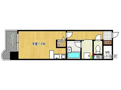 ライオンズマンション六ツ門第2(ワンルーム/5階)の間取り写真