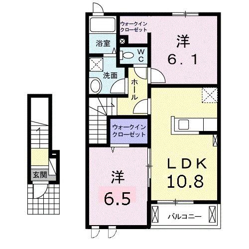 リバーサイド無限∞ III(2LDK/2階)の間取り写真