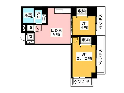 アジュール南大塚(2LDK/4階)の間取り写真