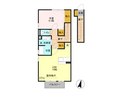 アンベリール(1LDK/2階)の間取り写真