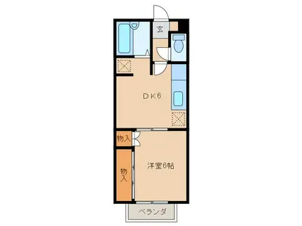 ピソ春日(1DK/2階)の間取り写真