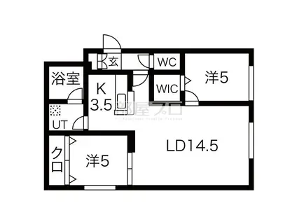 GRAND RAVINE南郷通(2LDK/1階)の間取り写真