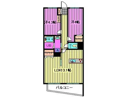 ライオンズガーデン大宮東(2LDK/2階)の間取り写真