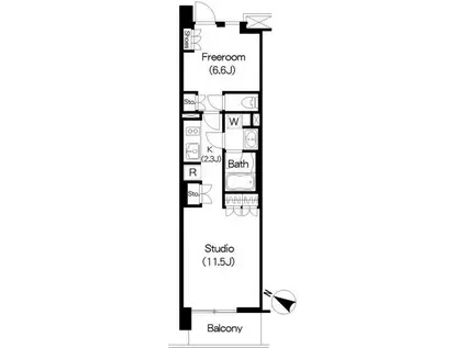 BRILLIA IST 三軒茶屋 ブラッサムテラス(ワンルーム/3階)の間取り写真