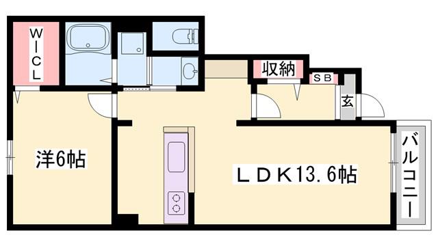 ラボールI(1LDK/1階)の間取り写真