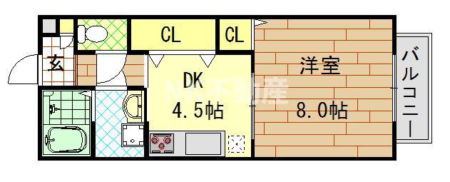 リバーサイド・ルーチェ(1DK/1階)の間取り写真