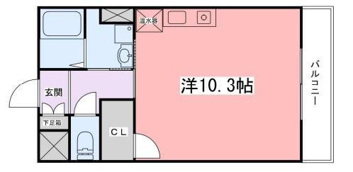 インタービレッジ下手野(ワンルーム/2階)の間取り写真