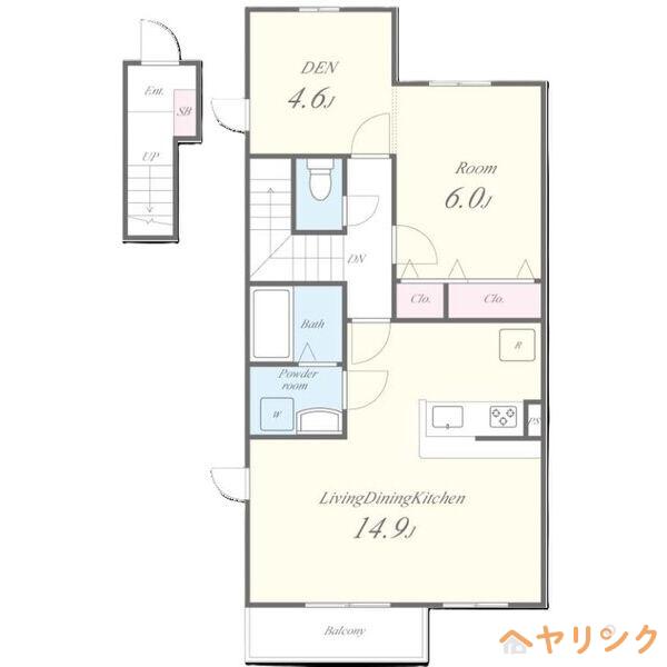 ルピナス南山(2LDK/2階)の間取り写真