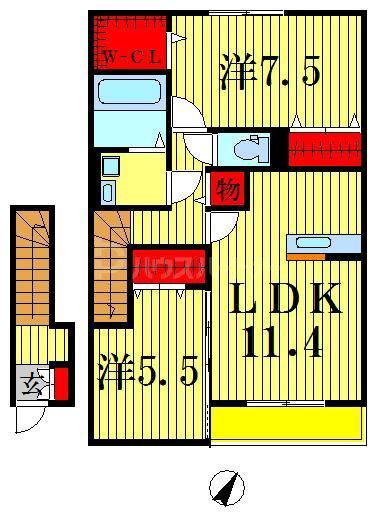 クリアシーズンズC号棟(2LDK/2階)の間取り写真