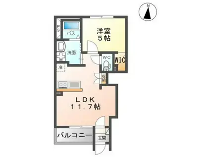 ボン・レーヴ(1LDK/1階)の間取り写真