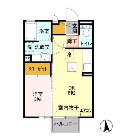 レグルス(1LDK/1階)の間取り写真