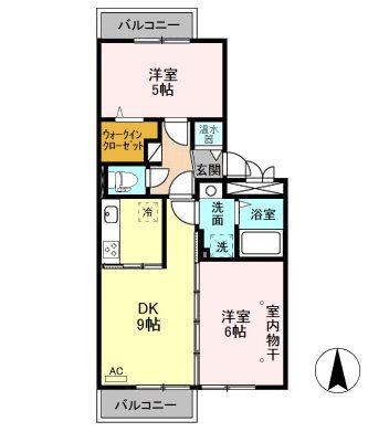 グランディール親和L3(2DK/2階)の間取り写真