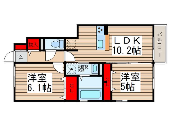 グリーンヒルズ(2LDK/1階)の間取り写真