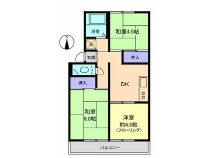 プレジュール美咲(3DK/2階)の間取り写真