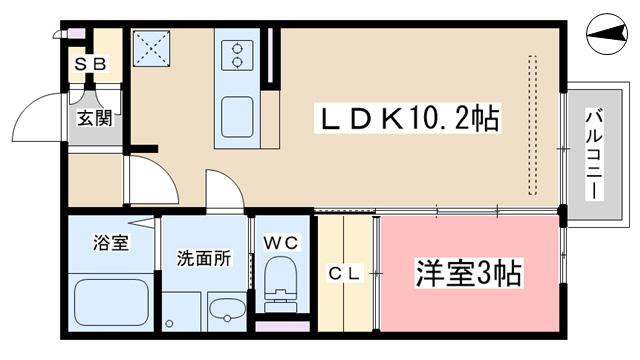 アーバンスクエアI(1LDK/1階)の間取り写真
