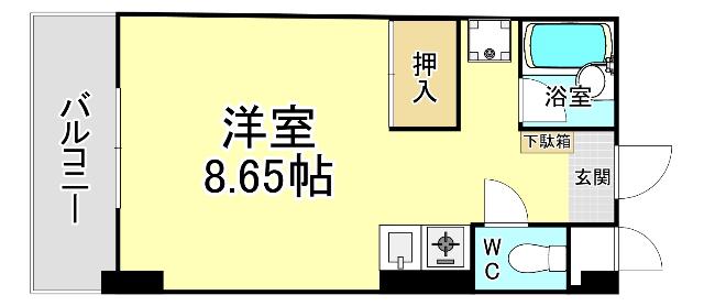 メゾン東武三萩野(ワンルーム/5階)の間取り写真