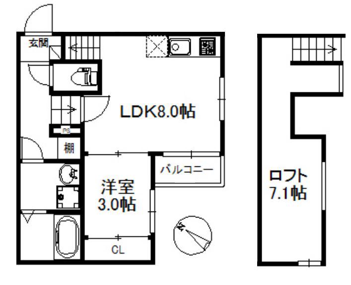 ウィンクルム・CREST(1LDK/2階)の間取り写真