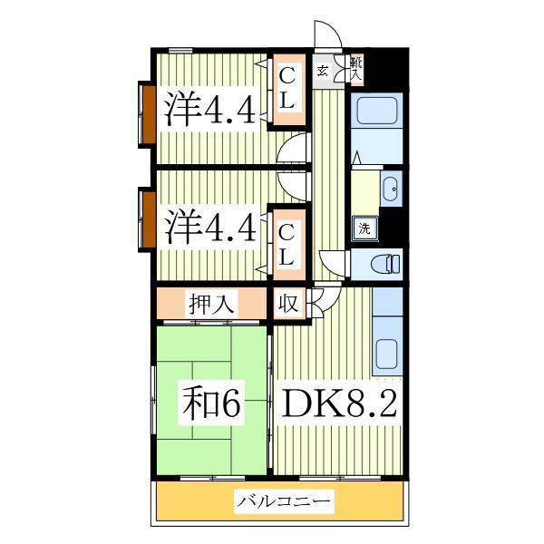 ピュアコート柏(2LDK/2階)の間取り写真