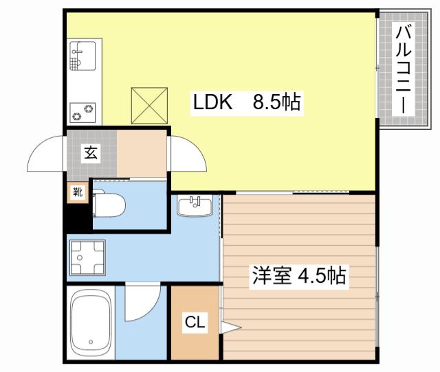メゾン・ド・メグ湖南(1LDK/2階)の間取り写真