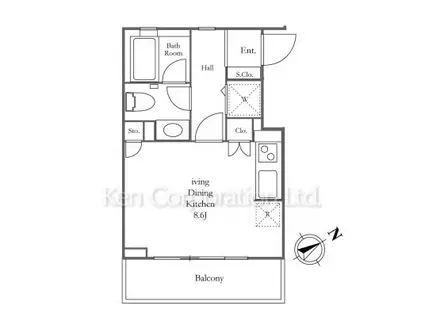 グランブリエ横濱山下公園(ワンルーム/2階)の間取り写真