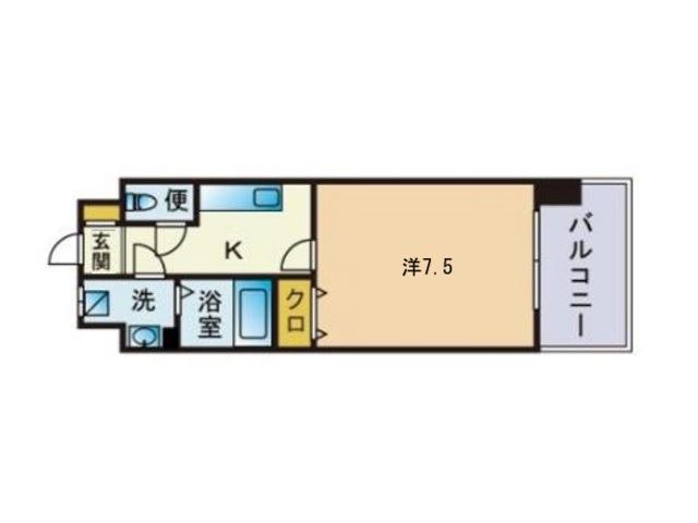 エンクレスト天神東Ⅲ(1K/7階)の間取り写真