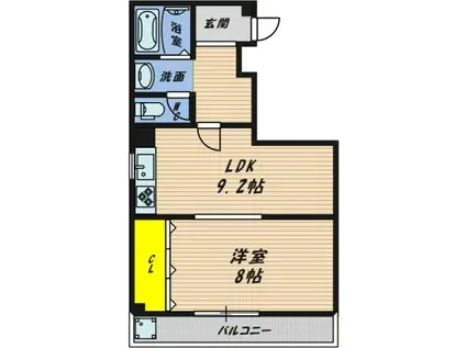 ハーモナイズ森田(1LDK/2階)の間取り写真