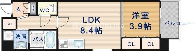 オルフェア上本町VII番館(1LDK/2階)の間取り写真