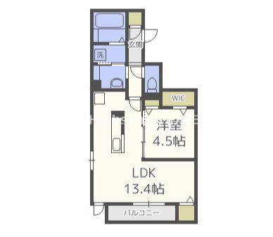 アイリス城北(1LDK/1階)の間取り写真