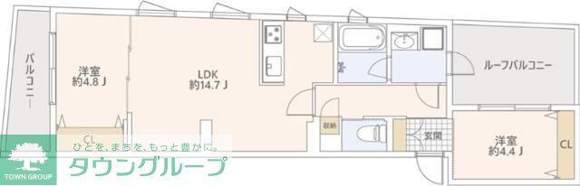 GRANDUO世田谷XIII(2LDK/5階)の間取り写真