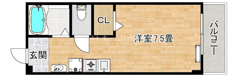 白龍ビル(ワンルーム/3階)の間取り写真
