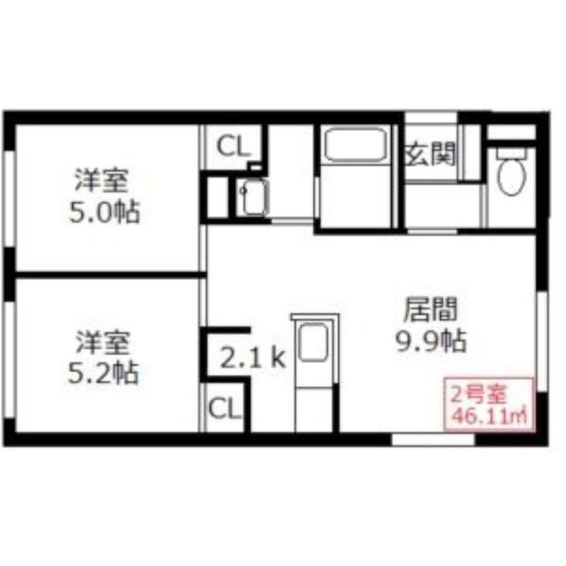REFLE澄川(2LDK/4階)の間取り写真