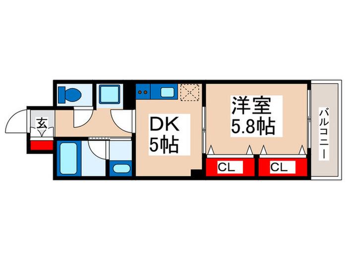 BELLE・DEMEURE(1DK/5階)の間取り写真