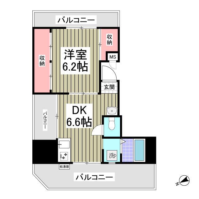 エスティドミール(1K/4階)の間取り写真
