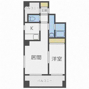 セントポーリアスィート(1LDK/7階)の間取り写真