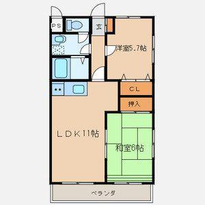 レイクランドI(2LDK/1階)の間取り写真
