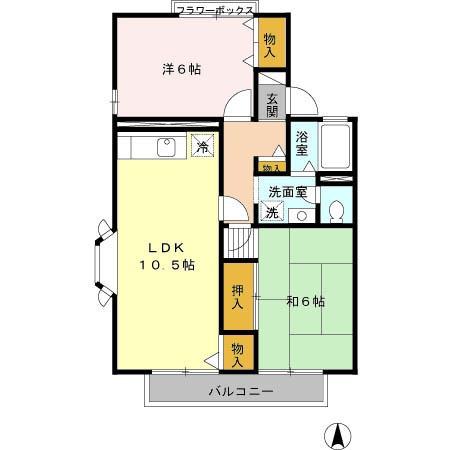ドミールK(2LDK/1階)の間取り写真
